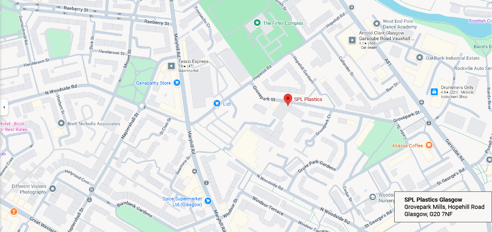 Map showing street location of SPL Glasgow branch